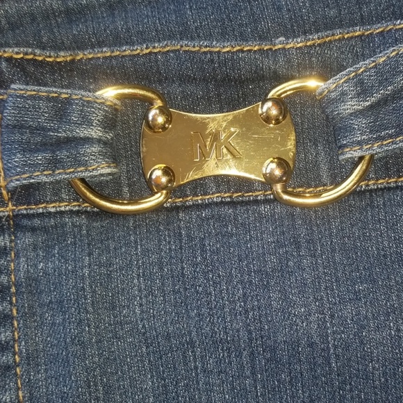 Michael Kors Gold Metal Logo Flare Jeans | Sz 12 - Picture 2 of 4
